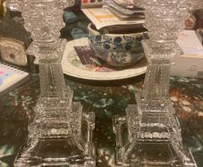 Glass design cut Eiffel Tower candle holders free postage