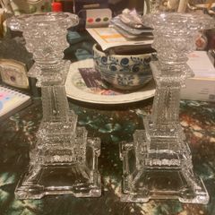 Glass design cut Eiffel Tower candle holders free postage