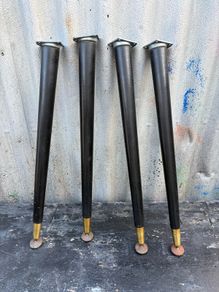 Vintage ebonized turned dansette legs with ajustable feet x4 including fittings c1960