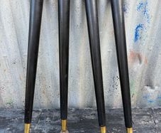Vintage ebonized turned dansette legs with ajustable feet x4 including fittings c1960