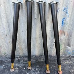 Vintage ebonized turned dansette legs with ajustable feet x4 including fittings c1960