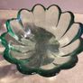 Vintage and decorative Indiana Glass Lotus Flower 12 Petal 5.5" Bowl Textured  Green Clear Image 4