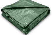 Green Tarpaulin Sheet 1.2m x 1.8m (Cut-Size) Lightweight PE Plastic Tarp 80gsm Water-Resistant Ground Sheet Multipurpose Small Tarpaulin Covers used for Garden Furniture Shed Camping (4ft x 6ft)