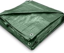 Green Tarpaulin Sheet 1.2m x 1.8m (Cut-Size) Lightweight PE Plastic Tarp 80gsm Water-Resistant Ground Sheet Multipurpose Small Tarpaulin Covers used for Garden Furniture Shed Camping (4ft x 6ft)