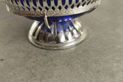 Vintage  Silver Plated Jam/Sugar Holder Blue Dish w/Spoon