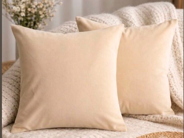 H&M Home Cotton Velvet Cushion Cover Light beige 50x50cm (two available)