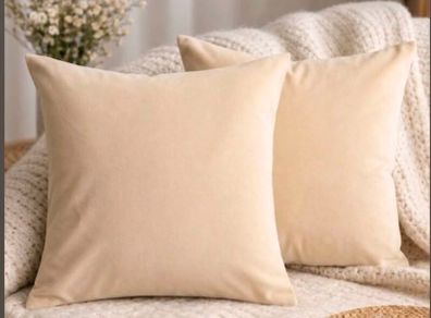 H&M Home Cotton Velvet Cushion Cover Light beige 50x50cm (two available)