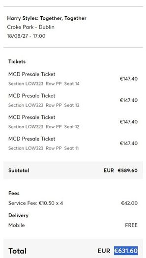 4 x Harry Styles Tickets
