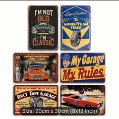 Collection retro garage themed tin signs free postage