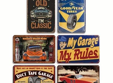 Collection retro garage themed tin signs free postage