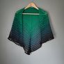 Handmade crochet triangle shawl wrap. Green black gradient ombre lacy shawl Image 4
