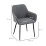 Mid-Century Dining Chairs Upholstered Linen Fabric Accent Chairs with Metal Legs, Set of 2, Dark Grey Image 2