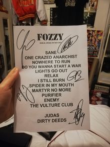 Chris Jericho Fozzy Setlist Autograph