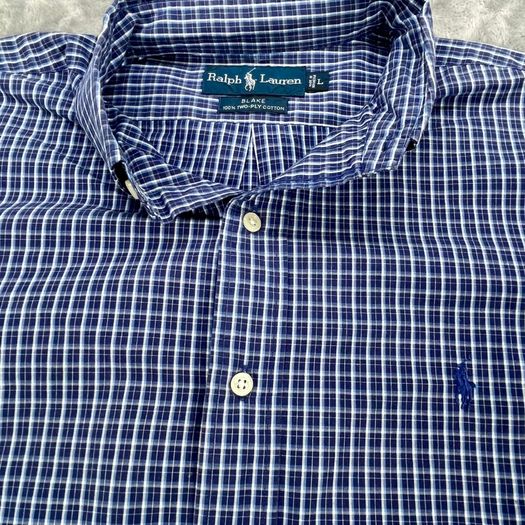 Ralph Lauren Mens Button Down Blake Shirt Blue Check - Size L