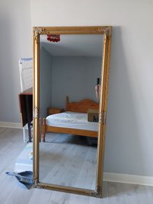 Large gold effect distressed effect mirror