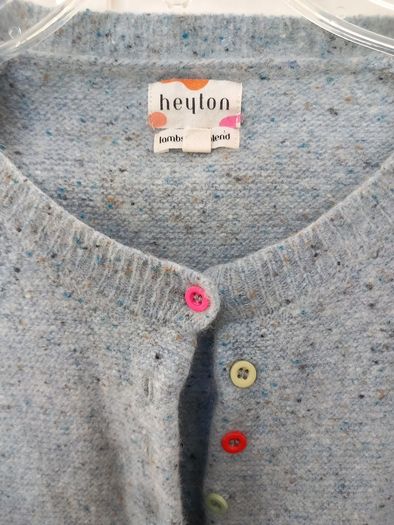 Heyton Light Blue Fleck Cardigan Multicoloured Buttons S10