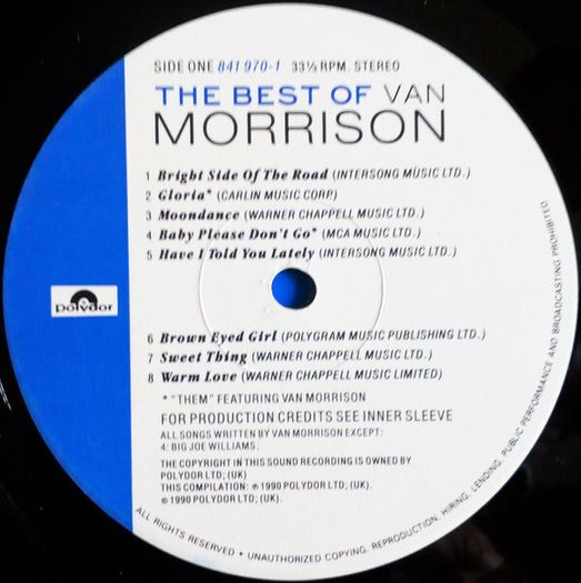 Van Morrison - The Best Of 1990 Vinyl LP Record
