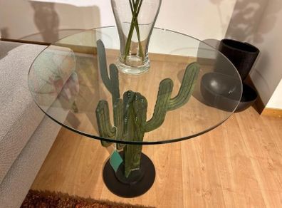 Cactus round glass top side coffee table