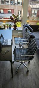 2x Retro Leather Swivel Executive Chair - Designers Luxy R&D