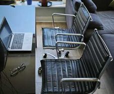 2x Retro Leather Swivel Executive Chair - Designers Luxy R&D