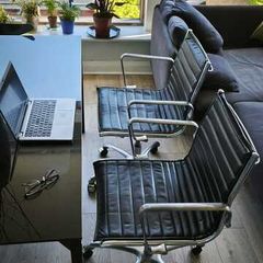 2x Retro Leather Swivel Executive Chair - Designers Luxy R&D