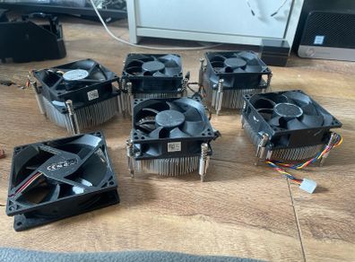 Job Lot of 6x Dell Desktop CPU Heatsink Coolers and Chassis Fans