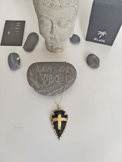 Necklace Natural Black Obsidian Raw Black Stone