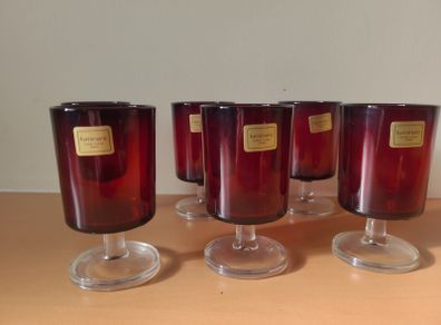 Set of 6 beautiful Luminarcs "Ruby Red Cavalier" wine glasses