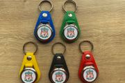 Brand new synthetic leather Liverpool key ring with shopping trolley token