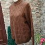 Paul Costelloe Living Tan High Collar Cable Knit Jumper Size Large Image 9