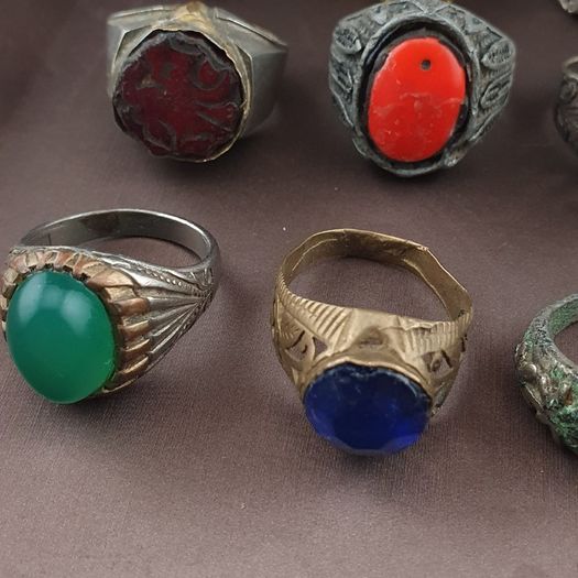 Antique Brass Ring Collection 15 Mixed Vintage Handmade Rings