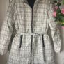 Edina ronay check down filled white & black tie belt coat size 12 Image 3