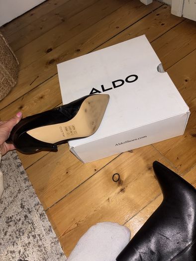 Black 4inch leather heeled boots