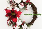 Cotton Flower Door Decoration Christmas Wreath 11.8 Inch