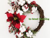 Cotton Flower Door Decoration Christmas Wreath 11.8 Inch