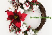 Cotton Flower Door Decoration Christmas Wreath 11.8 Inch