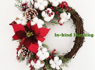 main image for ad Cotton Flower Door Decoration Christmas Wreath 11.8 Inch