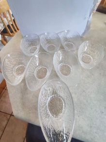 2 Set of Four Vintage Italian Rayware Retro Avocado Dishes