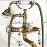 Antique Brass Bathtub Faucet with Hand Shower Taps Image 5