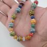Antique Venetian Style MultiColor Stripe`Pattern Glass Beads Necklace Image 9