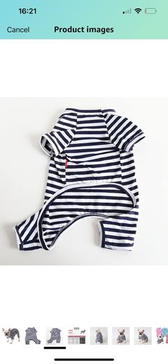 Dog Clothes,Dog Classic Striped Pajamas Soft Cotton Jumpsuit Pug French Bulldog Onesies Costume for Cats Puppy Small Medium Dogs(Black,XS