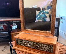 Wooden tabletop mirror