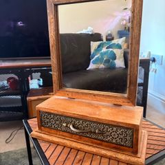Wooden tabletop mirror