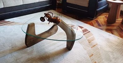 Modern Wooden Glass Coffee Table, Unbreakable Tempered Glass