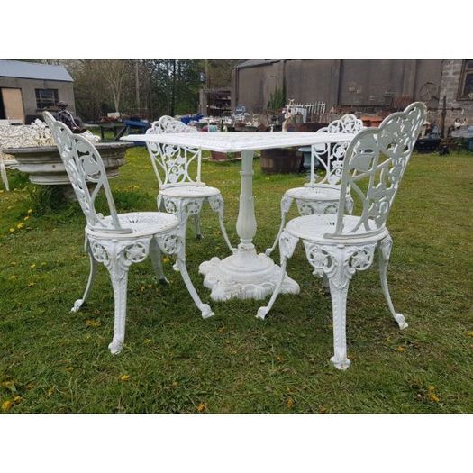 Cast Iron Garden Set Square Table and Chairs Style N