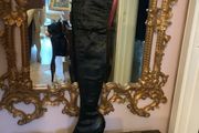 Paola Frani, patent leather , made in Italy over knee boots, UK 7.