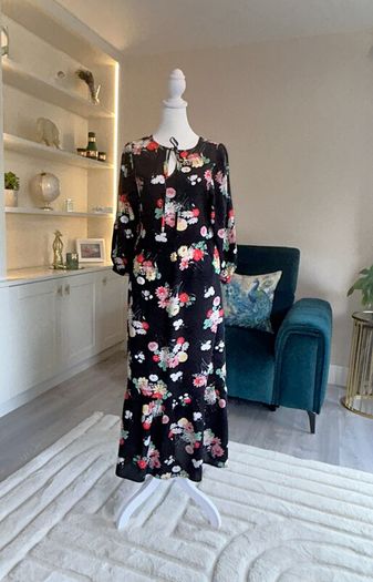 Ladies Black Multi Coloured Dress from Dunne Stores UK 10 / EU 38