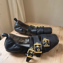 AllSaints Aurora Ballet Shoes With Gold Buckles EU40/ UK7