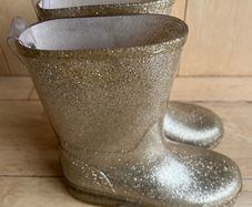 SEED Heritage Gold sparkle girls rain boots Sz EU25 UK7/8 EUC