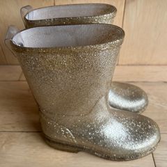 SEED Heritage Gold sparkle girls rain boots Sz EU25 UK7/8 EUC